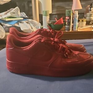 Nike Red Low-Top Leather Sneakers